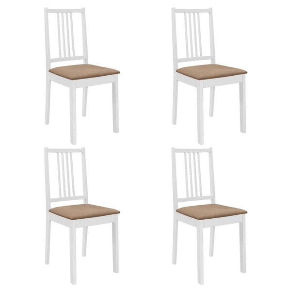 Dining Chairs With Cushions 4 Pcs White Solid Wood