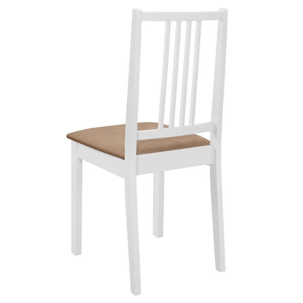 Dining Chairs With Cushions 4 Pcs White Solid Wood