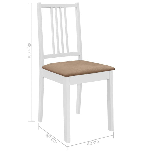 Dining Chairs With Cushions 4 Pcs White Solid Wood