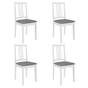 Dining Chairs With Cushions 4 Pcs White Solid Wood