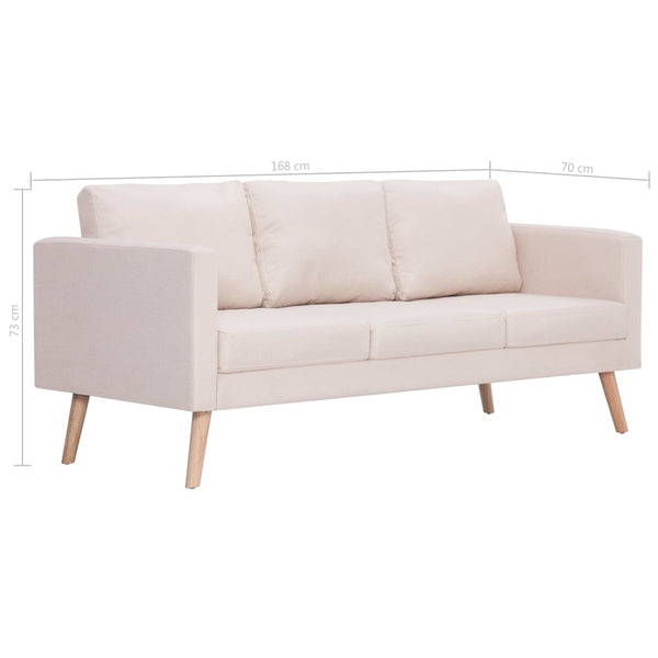 Sofas, Armchairs & Couches 3 Seater Sofa Fabric Cream