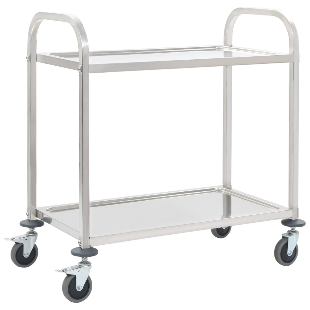 Kitchen Carts 2 Tier Kitchen Trolley 96.5X55x90 Cm Stainless Steel