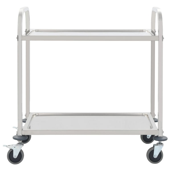 Kitchen Carts 2 Tier Kitchen Trolley 96.5X55x90 Cm Stainless Steel