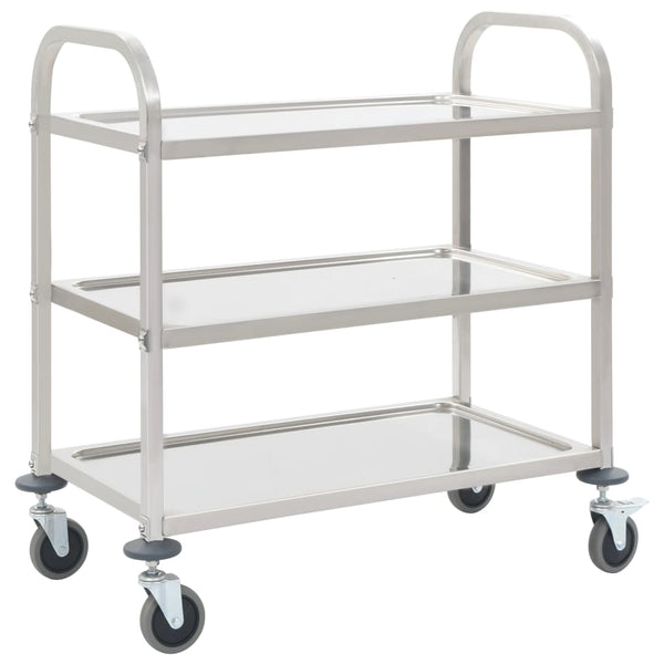 Kitchen Carts 3 Tier Kitchen Trolley 96.5X55x90 Cm Stainless Steel