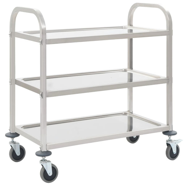 Kitchen Carts 3 Tier Kitchen Trolley 95X45x83.5 Cm Stainless Steel