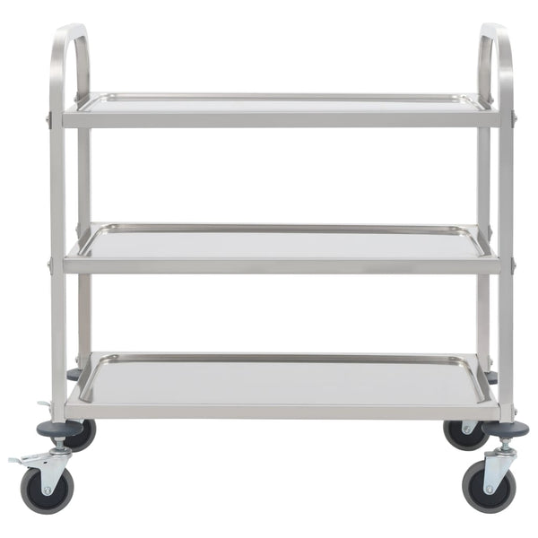 Kitchen Carts 3 Tier Kitchen Trolley 95X45x83.5 Cm Stainless Steel