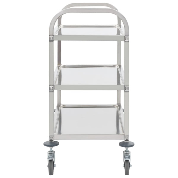 Kitchen Carts 3 Tier Kitchen Trolley 95X45x83.5 Cm Stainless Steel