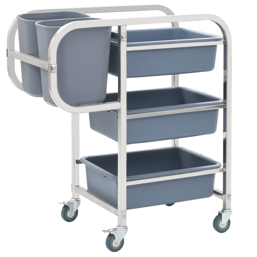 Kitchen Carts Kitchen Cart With Plastic Containers 82X43.5X93 Cm