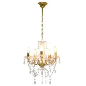 Chandeliers & Ceiling Fixtures Chandelier With Crystal Beads Golden Round 5 X E14