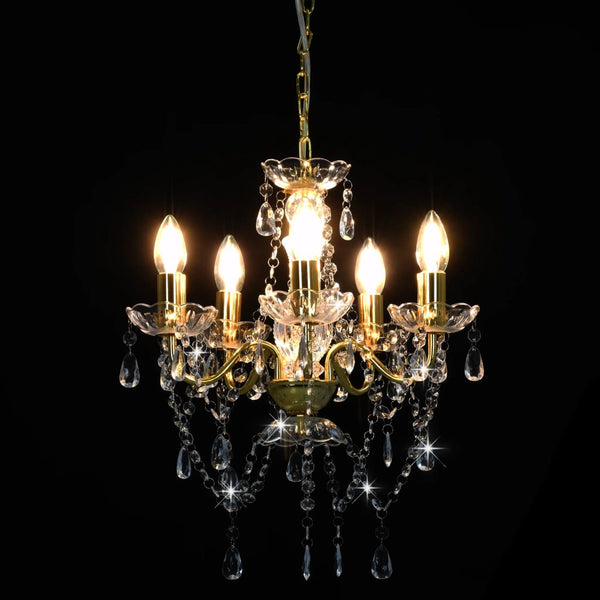 Chandeliers & Ceiling Fixtures Chandelier With Crystal Beads Golden Round 5 X E14