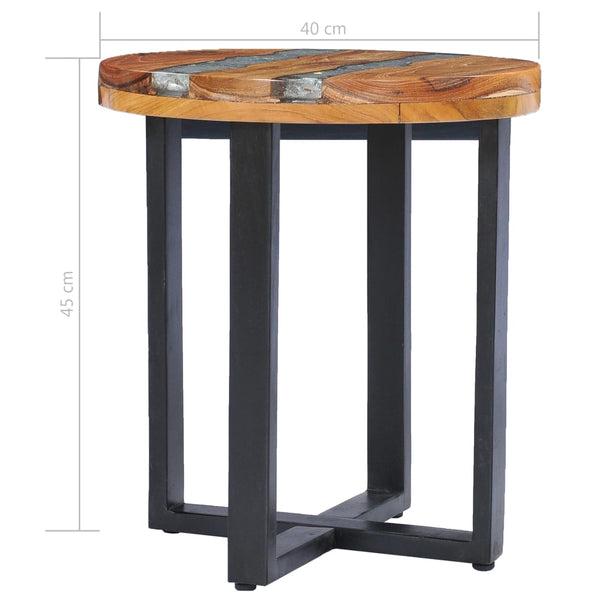 Coffee Tables Coffee Table 40X45 Cm Solid Teak Wood And Polyresin