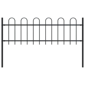 Fence Panels Garden Fence With Hoop Top Steel 1.7X0.6 M Black