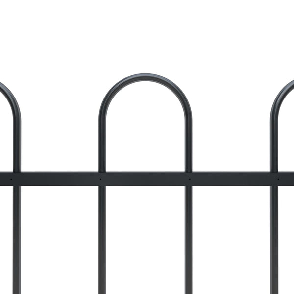 Fence Panels Garden Fence With Hoop Top Steel 1.7X0.6 M Black