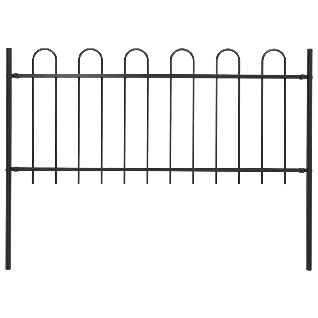 Fence Panels Garden Fence With Hoop Top Steel 1.7X0.8 M Black