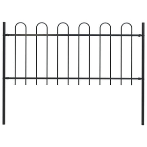 Fence Panels Garden Fence With Hoop Top Steel 1.7X0.8 M Black