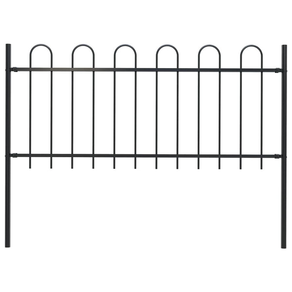 Fence Panels Garden Fence With Hoop Top Steel 1.7X0.8 M Black