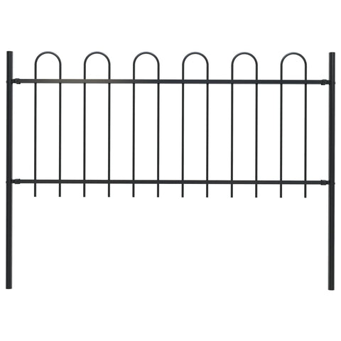 Fence Panels Garden Fence With Hoop Top Steel 1.7X0.8 M Black