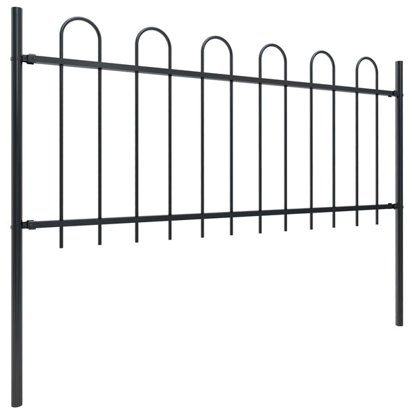 Fence Panels Garden Fence With Hoop Top Steel 1.7X0.8 M Black