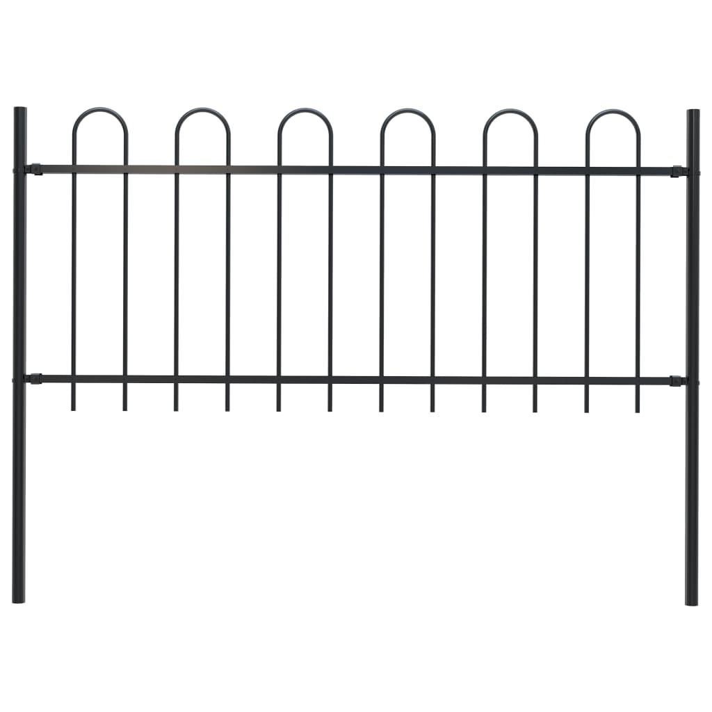 Fence Panels Garden Fence With Hoop Top Steel 1.7X1 M Black