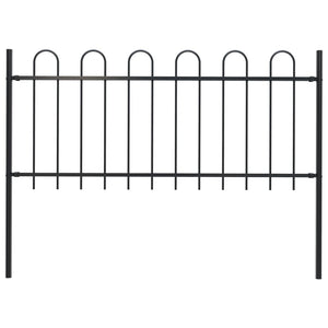 Fence Panels Garden Fence With Hoop Top Steel 1.7X1 M Black