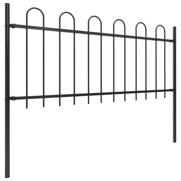 Fence Panels Garden Fence With Hoop Top Steel 1.7X1 M Black