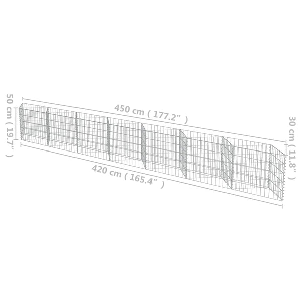 Gabion Baskets Gabion Wall Galvanised Steel 450X30x50 Cm