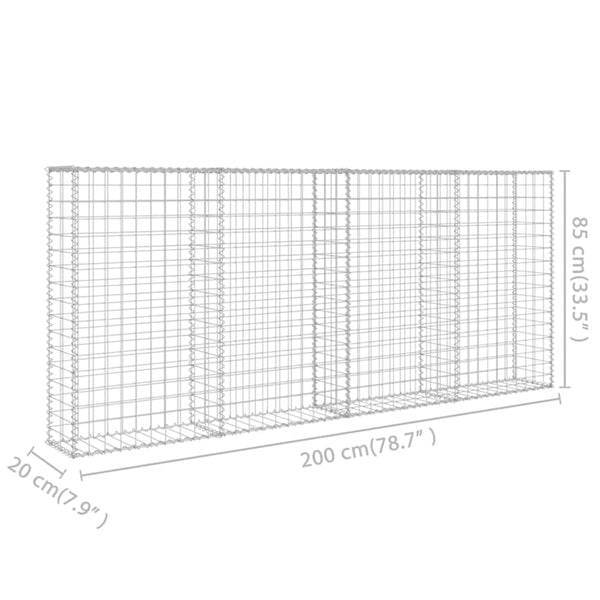 Gabion Baskets Gabion Wall With Covers Galvanised Steel 200X20x85 Cm