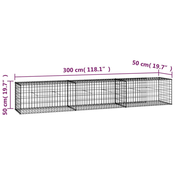 Gabion Baskets Gabion Wall With Covers Galvanised Steel 300X50x50 Cm