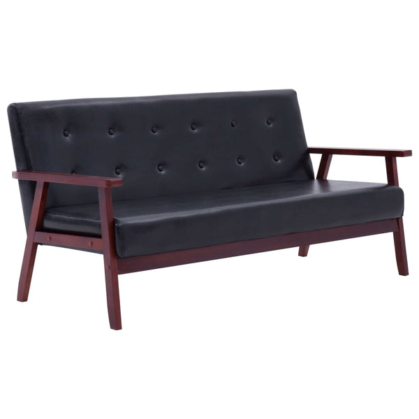 Sofas, Armchairs & Couches 3 Seater Sofa Black Faux Leather