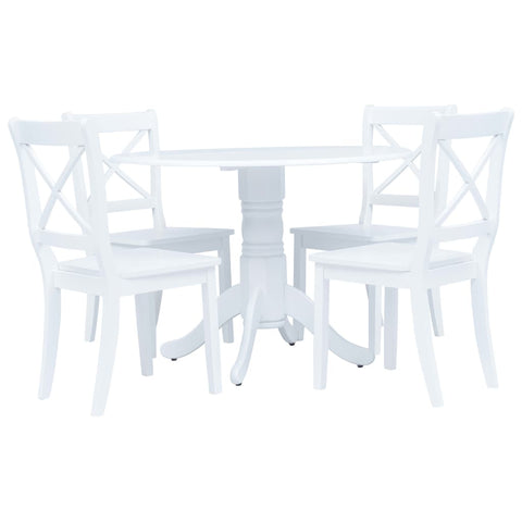 Dining Sets 5 Piece Dining Set Solid Rubber Wood White