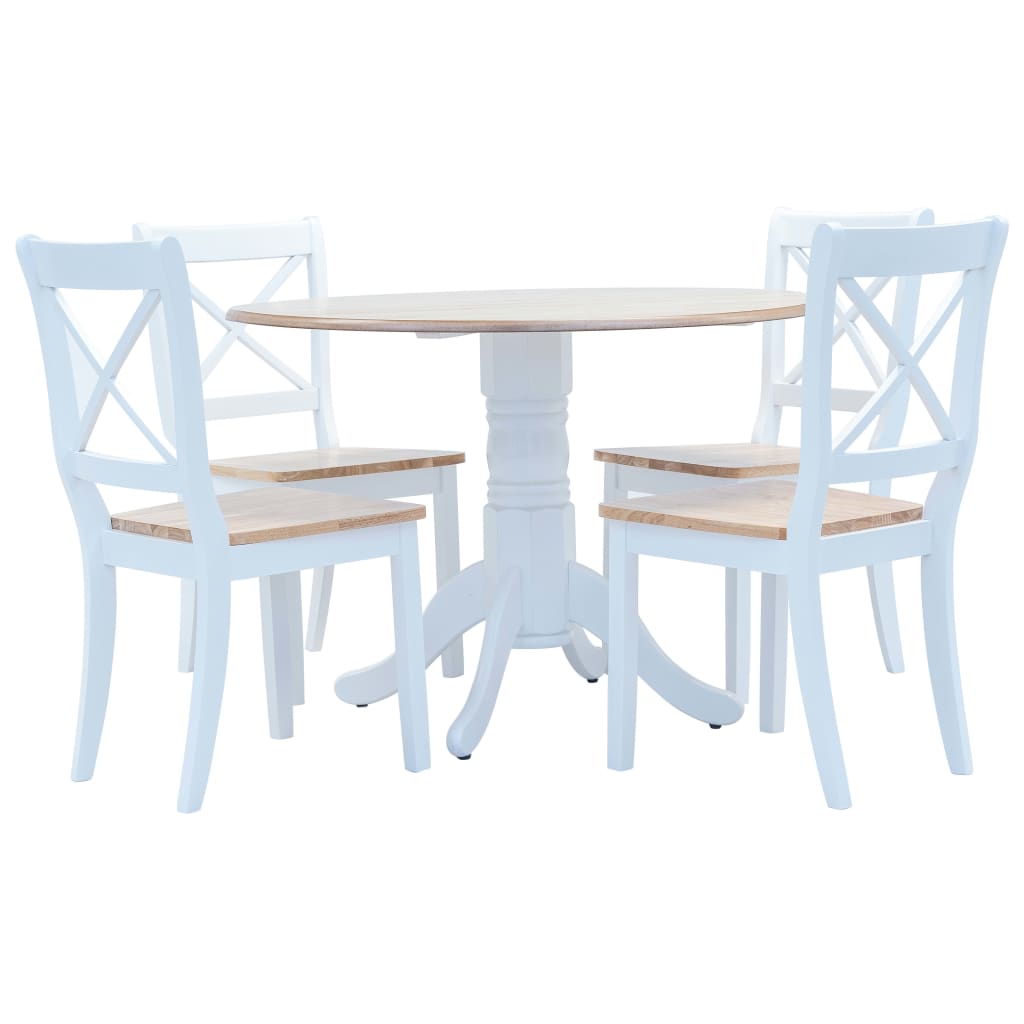 Dining Sets 5 Piece Dining Set Solid Rubber Wood White And Brown