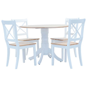 Dining Sets 5 Piece Dining Set Solid Rubber Wood White And Brown