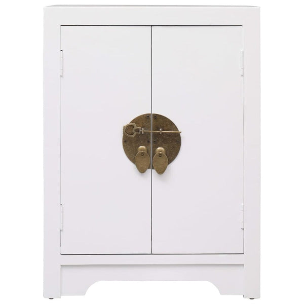 Bedside Cabinet White 38X28x52 Cm Paulownia Wood