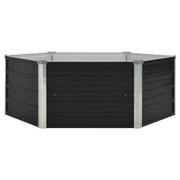 Raised Garden Beds Raised Garden Bed Anthracite 129X129x45 Cm Galvanised Steel