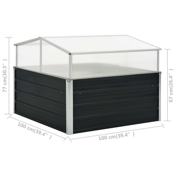 Greenhouse Anthracite 100X100x77 Cm Galvanised Steel