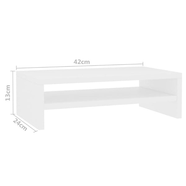 Monitor Mounts & Stands Monitor Stand White 42X24x13 Cm Engineered Wood