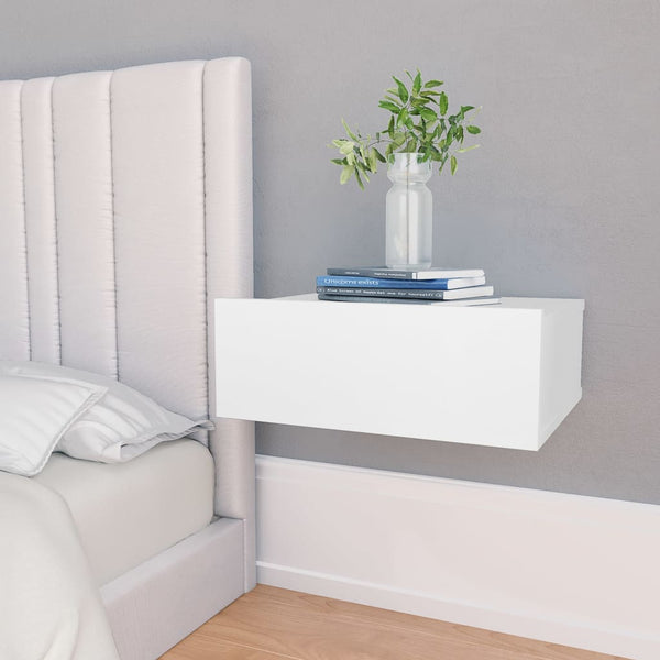 Bedside Tables Floating Nightstands 2 Pcs White 40X30x15cm Engineered Wood