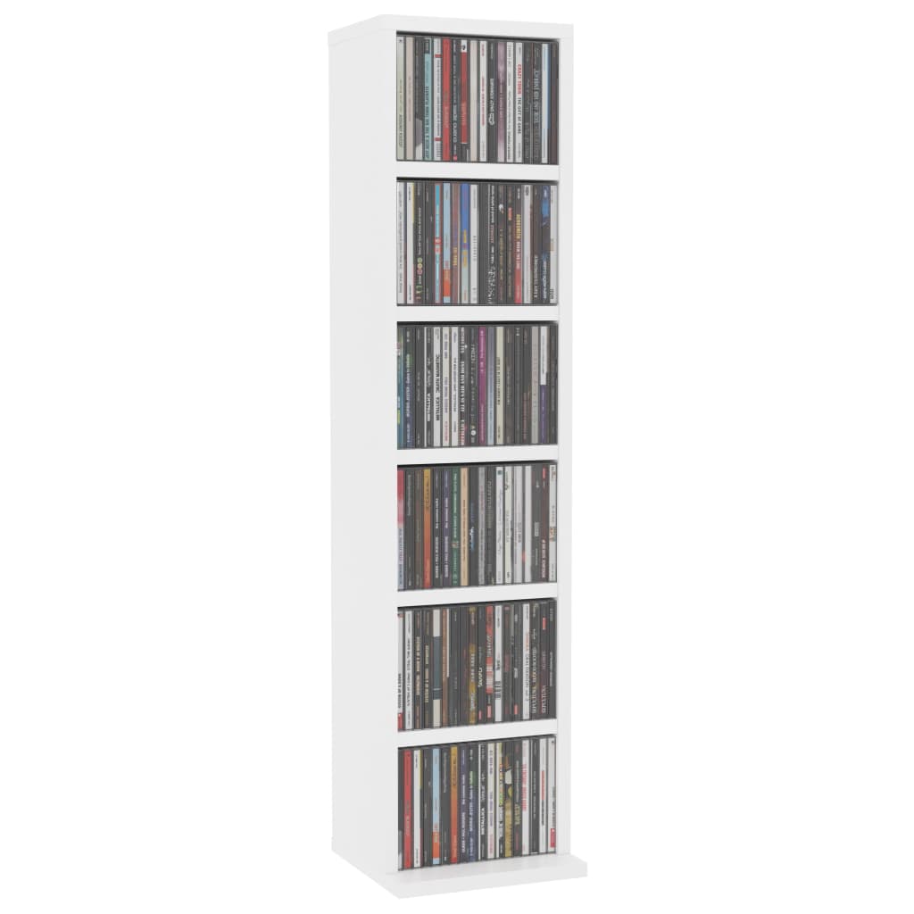 CD & Video Racks Cd Cabinet White 21X20x88 Cm Engineered Wood