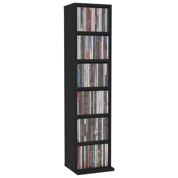 CD & Video Racks Cd Cabinet Black 21X20x88 Cm Engineered Wood