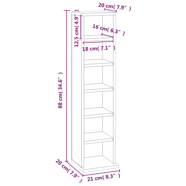 CD & Video Racks Cd Cabinet Black 21X20x88 Cm Engineered Wood