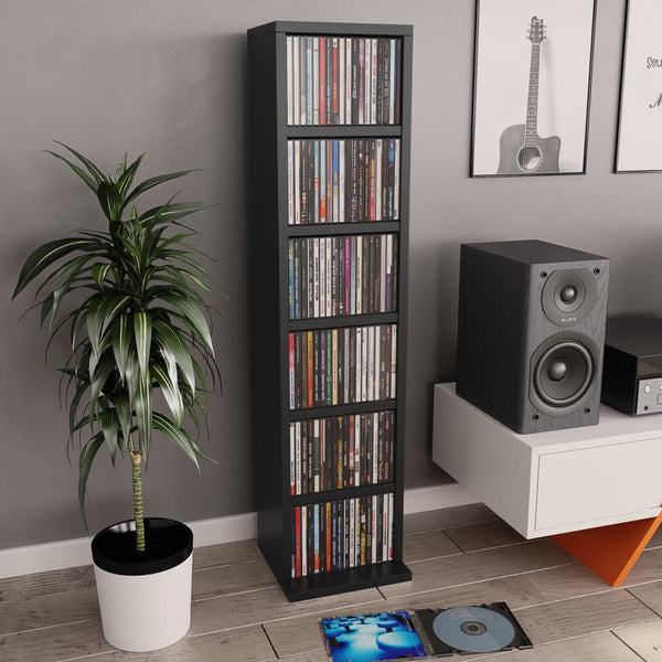 CD & Video Racks Cd Cabinet Black 21X20x88 Cm Engineered Wood