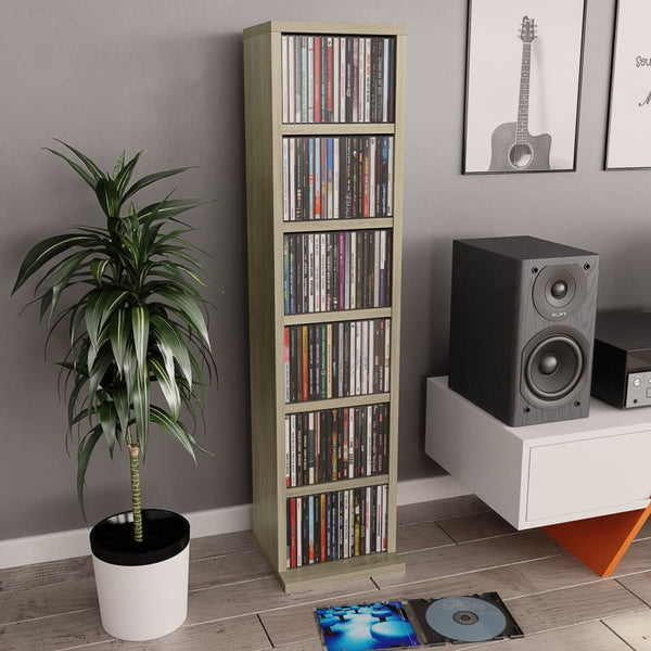 CD & Video Racks Cd Cabinet Sonoma Oak 21X20x88 Cm Engineered Wood