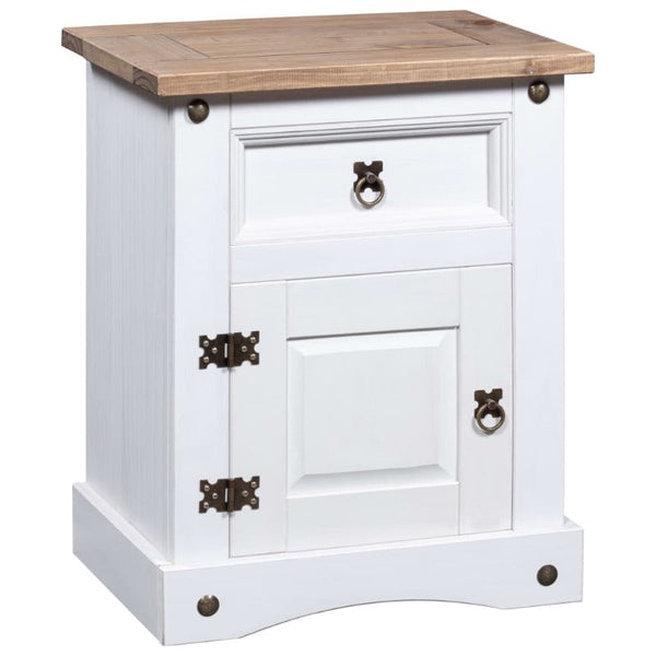 Bedside Tables Bedside Cabinet Mexican Pine Corona Range White 53X39x67 Cm