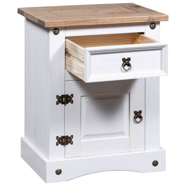 Bedside Tables Bedside Cabinet Mexican Pine Corona Range White 53X39x67 Cm