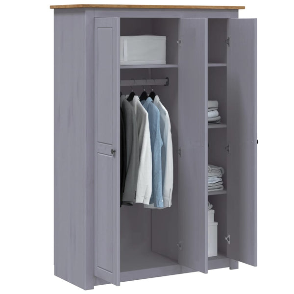 Wardrobes 3 Door Wardrobe Grey 118X50x171.5 Cm Pine Panama Range