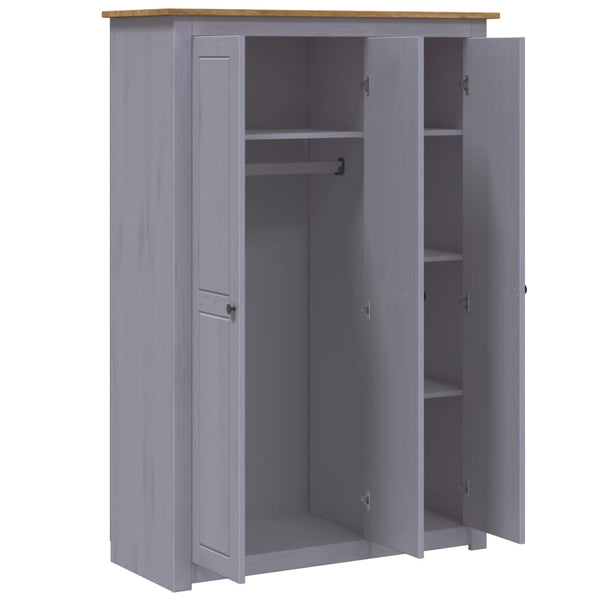 Wardrobes 3 Door Wardrobe Grey 118X50x171.5 Cm Pine Panama Range