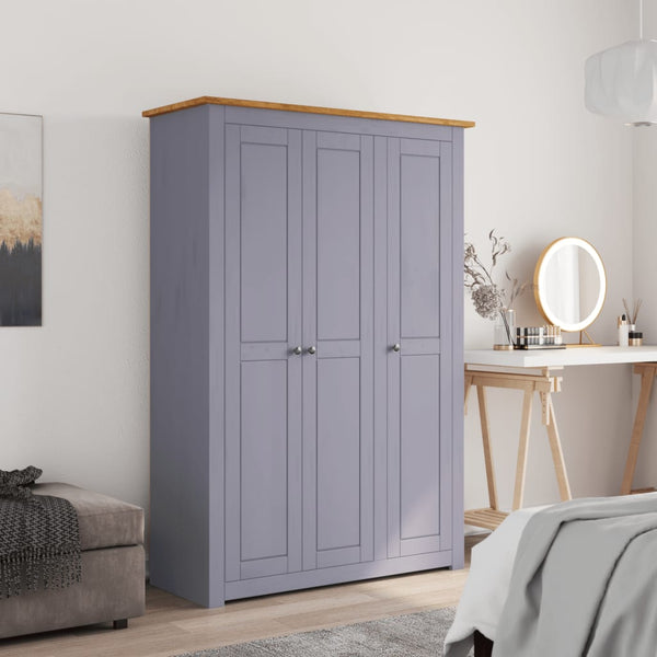 Wardrobes 3 Door Wardrobe Grey 118X50x171.5 Cm Pine Panama Range