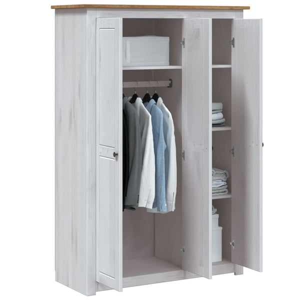 Wardrobes 3 Door Wardrobe White 118X50x171.5 Cm Pine Panama Range