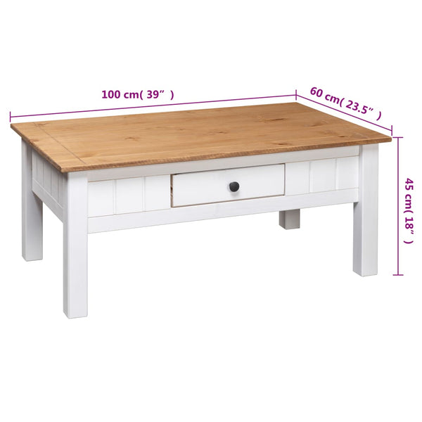 Tables Coffee Table White 100X60x45 Cm Solid Pine Wood Panama Range