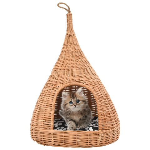 Cat Houses Cat House With Cushion 40X60 Cm Natural Willow Teepee